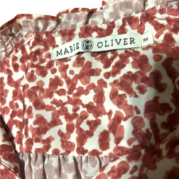 Marie Oliver Pink Print Kate Smocked Long Sleeve Blouse Size XS Patterned - Picture 5 of 10